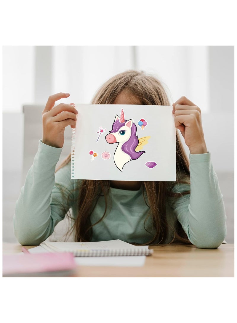 24 Sheets Valentine Gift for Kids Unicorn Kids Stickers Make-a-face Stickers Make Your Own Sticker Sheets for Toddlers Gifts Kids Party Favor Supplies Craft - Image 3