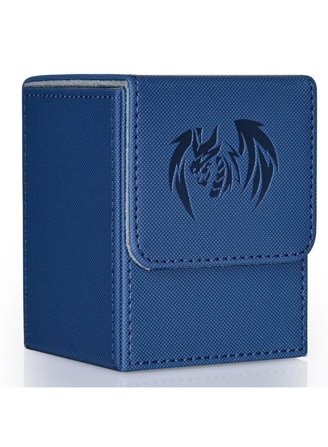 UAONO Card Deck Box for Yugioh MTG, 100+ Deck Case with 2 Dividers Fits TCG CCG PTCG, PU Leather Strong Magnet Card Storage Box Compatible with Magic Commander Trading Cards (Navy, Sky Dragon) - Image 1