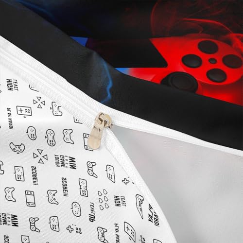 Erosebridal Game Bedding Set for Boys Twin Size,Teens Gamer Room Decor Duvet Cover,Child Gaming Console Comforter Cover,Kids Gamepad Video Games Joysticks Bedspreads Cover,Modern Retro Bedroom Decor Red Blue - Image 4