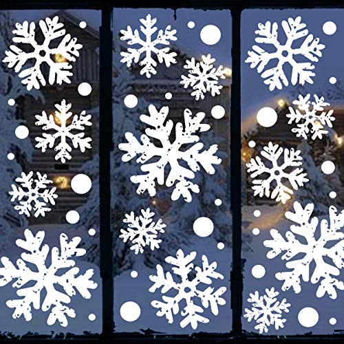 Ivenf Christmas Decorations Indoor Decor: 8 Sheets Extra Large White Snowflake Christmas Window Clings, Farmhouse Rustic Xmas Snowflake Decorations for Kids Home School Office Winter Holiday Party - Image 1