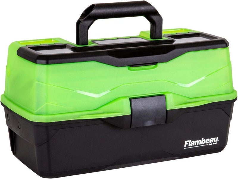 Flambeau Outdoors 6383FG 3-Tray Classic Tray Tackle Box, Portable Tackle Organizer, Frost Green/Black - Image 1