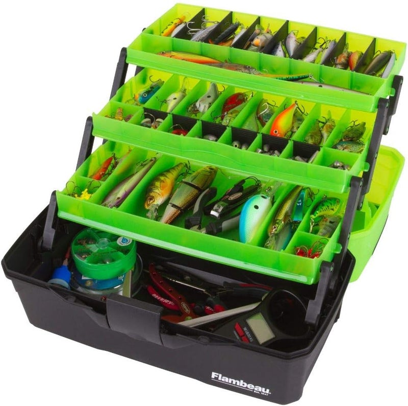Flambeau Outdoors 6383FG 3-Tray Classic Tray Tackle Box, Portable Tackle Organizer, Frost Green/Black - Image 4