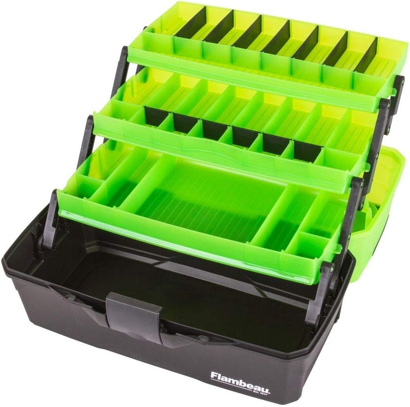 Flambeau Outdoors 6383FG 3-Tray Classic Tray Tackle Box, Portable Tackle Organizer, Frost Green/Black - Image 3