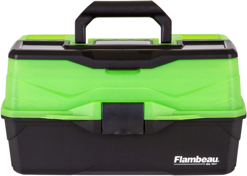 Flambeau Outdoors 6383FG 3-Tray Classic Tray Tackle Box, Portable Tackle Organizer, Frost Green/Black - Image 2