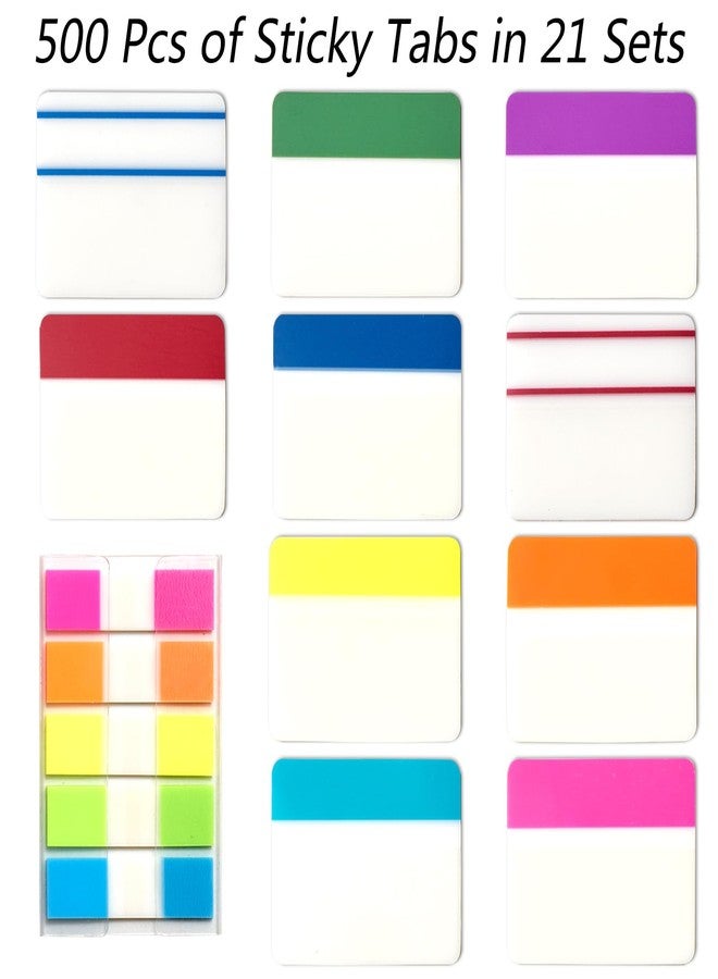 Quellance Sticky Index Tabs Book Page - 500Pcs 2 Inch Writable Colored Pages Markers, Repositionable File Tab Flags Labels Self Adhesive Reading Divider Sticker for Books, Binders, Notebook and Folders (21 Set) - Image 5