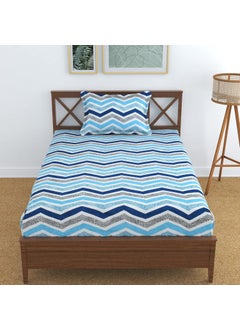 UrbanArts UrbanArts Oceam Waves Microfiber 144TC Single Bedsheet with 1 Pillow Cover 