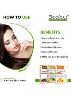 Elecious Mulethi Powder, Multani Powder And Orange Peel Powder Combo (200 Grams Each = 600 Grams Total) For Instant Glow, Brighten Complexion And De-Tanning  - Image 4