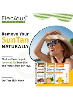 Elecious Mulethi Powder, Multani Powder And Orange Peel Powder Combo (200 Grams Each = 600 Grams Total) For Instant Glow, Brighten Complexion And De-Tanning  - Image 1