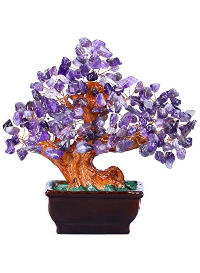 LAMAY Natural Quartz Crystal Money Tree, Healing Crystal Trees Bonsai Style Decoration for Wealth and Luck for Home Decor, Gifts for Women - Image 1