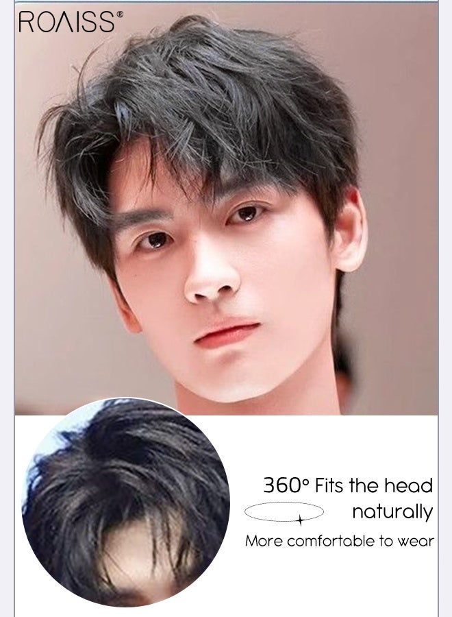 رويس باروكة شعر رجالي متعدد الطبقات، قطع شعر أسود طبيعي، مشبك علوي من شعر بشري حقيقي للرجال لتغطية الشعر الأبيض أو المتساقط، للارتداء اليومي - Image 3