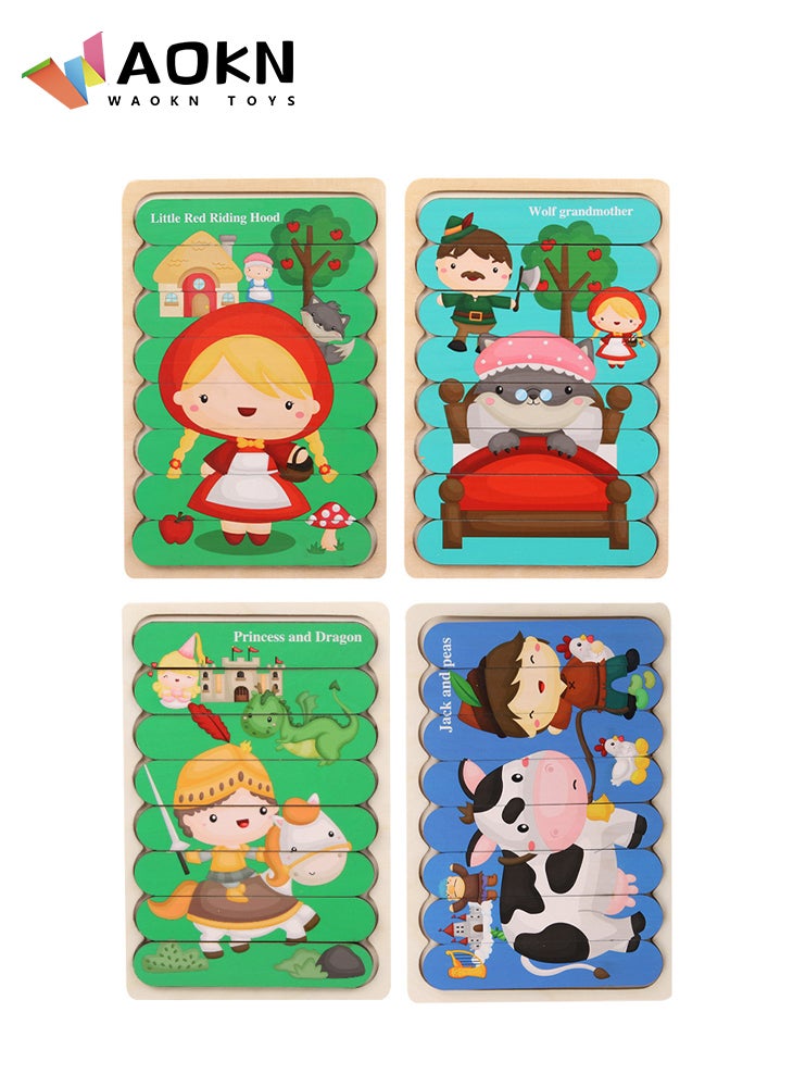 WAOKN Baby Wooden Montessori Puzzle Child Game Wooden Puzzle 3D Cartoon Animal Puzzle Babies Toys Puzzles for Kids