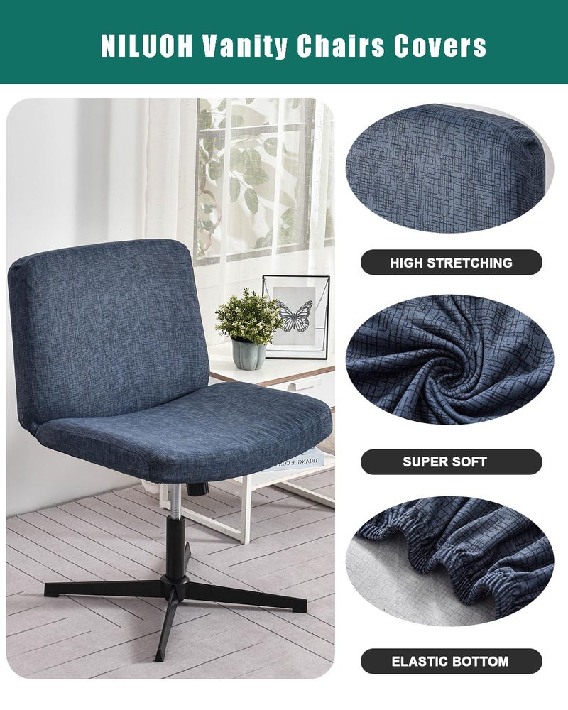 NILUOH Armless Chair Cover, Criss Cross Chair Slipcover, Stretch Fitted Vanity & Accent Chair Cover, Elastic Wide Seat Chair Protector for Home Decor - Image 3