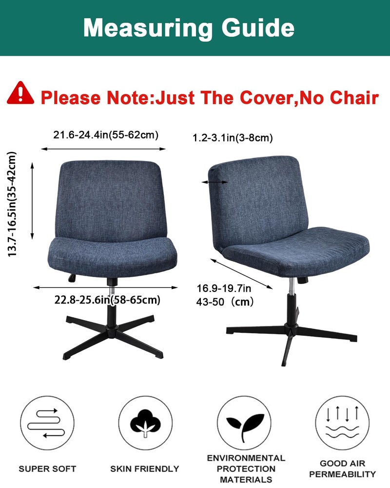 NILUOH Armless Chair Cover, Criss Cross Chair Slipcover, Stretch Fitted Vanity & Accent Chair Cover, Elastic Wide Seat Chair Protector for Home Decor - Image 2