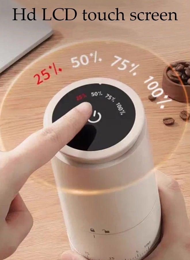 DUNISO مطحنة قهوة للحبوب مطحنة قهوة كهربائية محمولة، مطحنة حبوب القهوة الصغيرة الأوتوماتيكية مع إعدادات طحن متعددة، قابلة للشحن عبر USB، بيضاء - Image 4