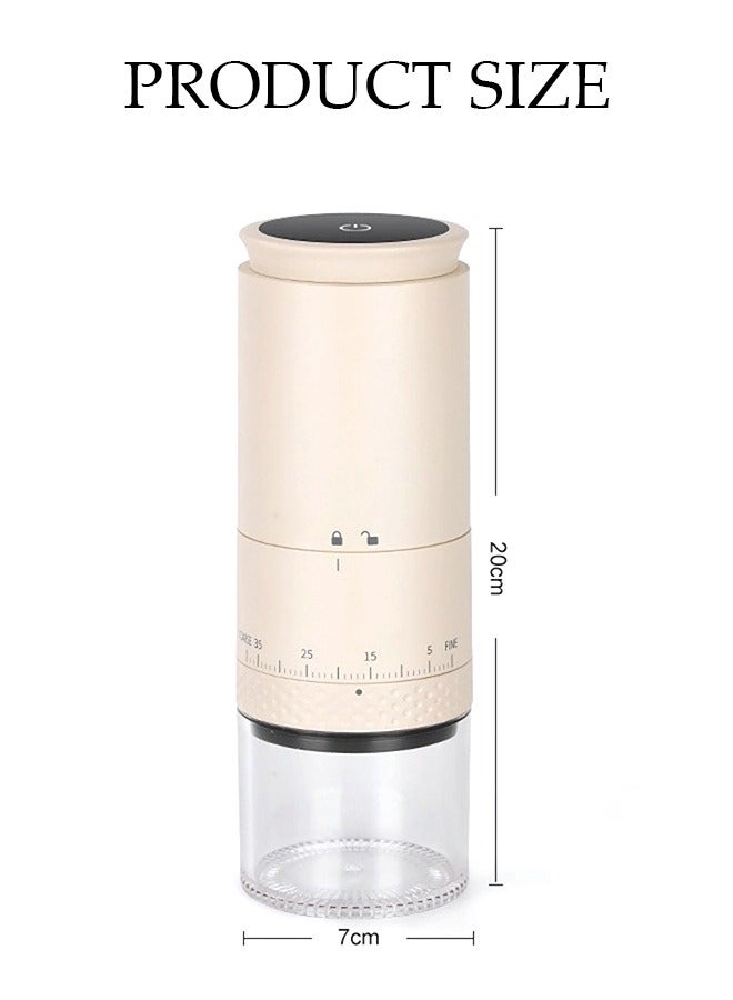 DUNISO مطحنة قهوة للحبوب مطحنة قهوة كهربائية محمولة، مطحنة حبوب القهوة الصغيرة الأوتوماتيكية مع إعدادات طحن متعددة، قابلة للشحن عبر USB، بيضاء - Image 2