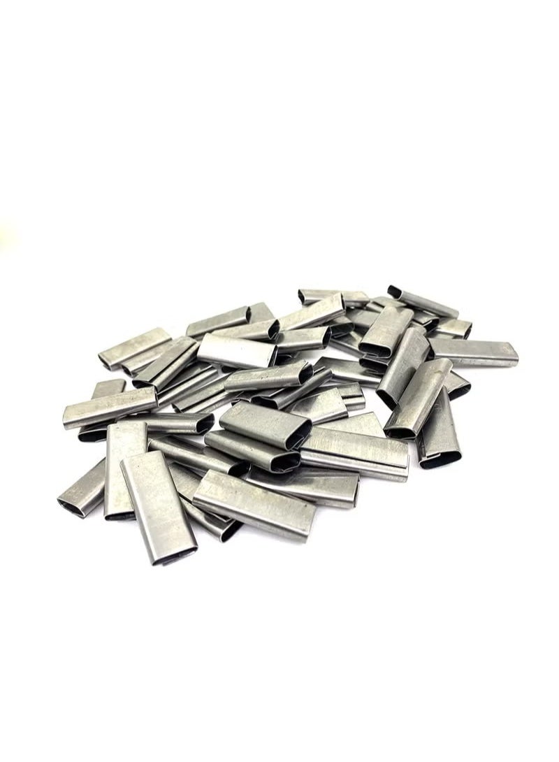 100PC Packing Clips Set, Metal Packing Strap Clips for Manual Plastic Straps,15mm Packing Clips for Carton Packing, Packaging, Strapping & Shipping Use - Image 1