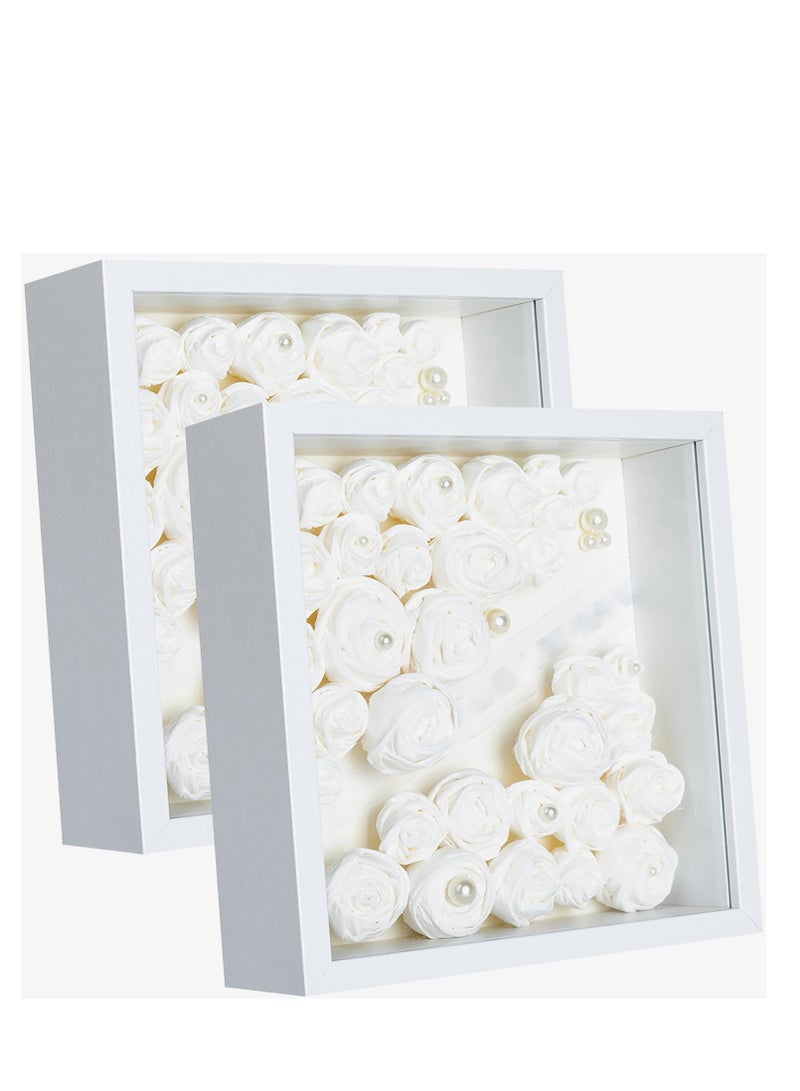 إطار عرض صندوق الظل 10x10 بوصة، عبوة 2، إطار صورة ثلاثي الأبعاد أعمق 3 سم، صندوق عرض للذكريات، ذكريات الزفاف، الحرف، التذاكر والصور - Image 1