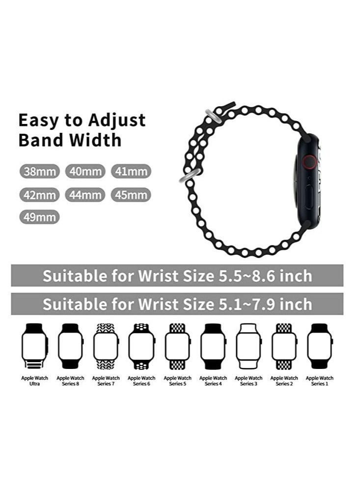 YOMNA - YOMNA Ocean Silicone Sport Band Strap Wristband Replacement Two Tone Color Compatible with Apple Watch iwatch Ultra Series 8 7 6 5 4 3 2 1 SE 49mm Navy Blue/Sky Blue - Image 1