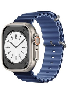 YOMNA Ocean Silicone Sport Band Strap Wristband Replacement Two Tone Color Compatible with Apple Watch iwatch Ultra Series 8 7 6 5 4 3 2 1 SE 49mm Navy Blue/Sky Blue