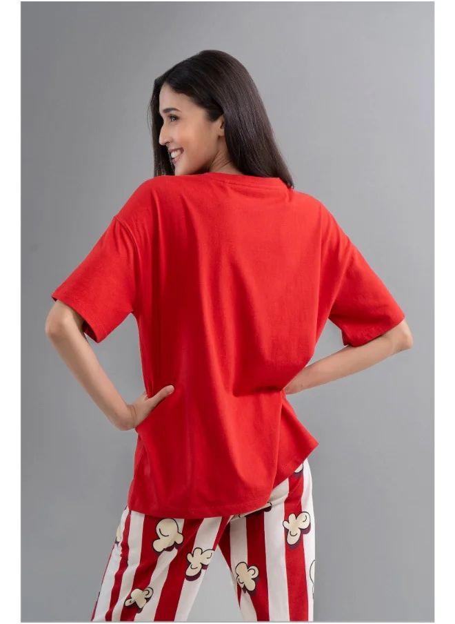 NeceSera Blue Pizza Foodie Oversized Top