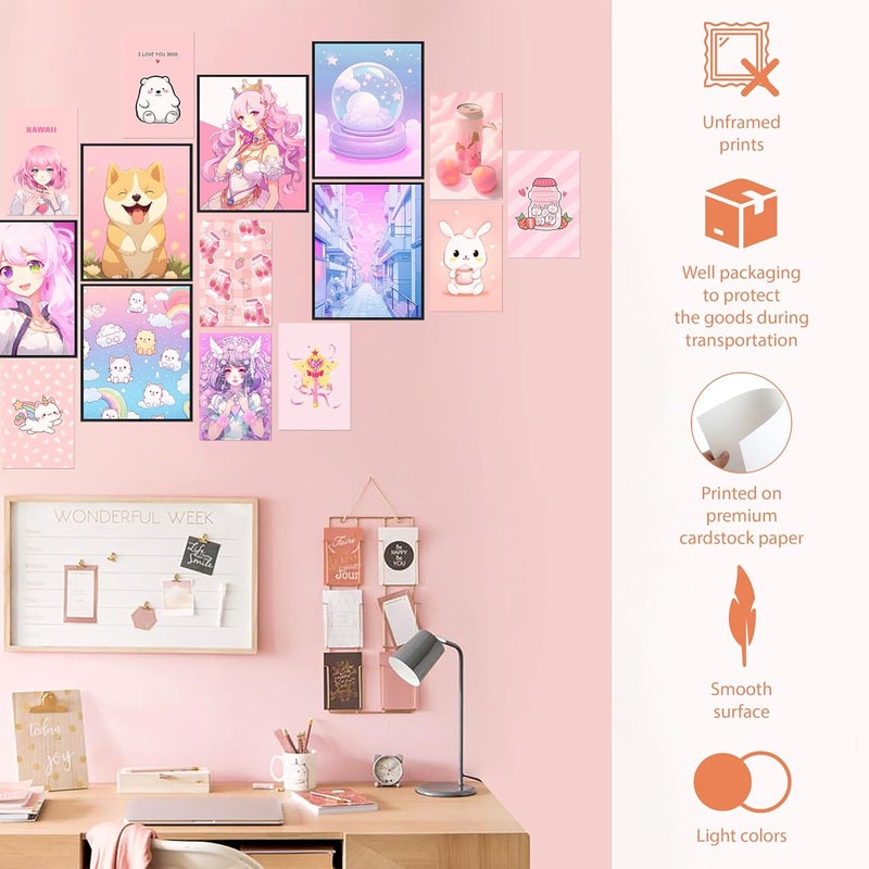 97 Decor 97 ديكور ملصق حائط كاواي فني - كولاج جمالي لغرفة أنيمي لطيفة لغرفة النوم، المهجع، غرفة الأطفال (8x10 بدون إطار) - Image 4