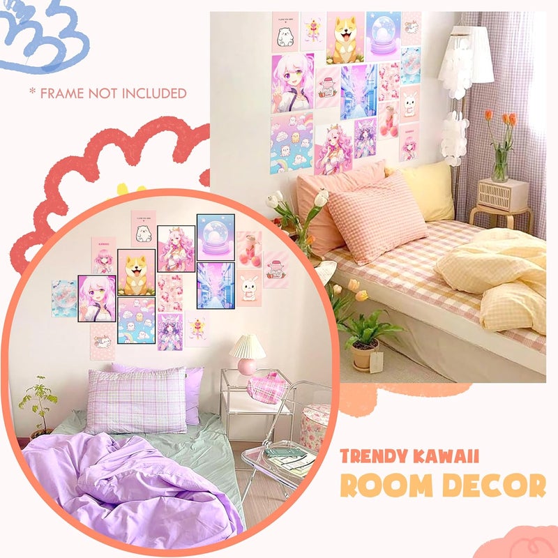 97 Decor 97 ديكور ملصق حائط كاواي فني - كولاج جمالي لغرفة أنيمي لطيفة لغرفة النوم، المهجع، غرفة الأطفال (8x10 بدون إطار) - Image 3