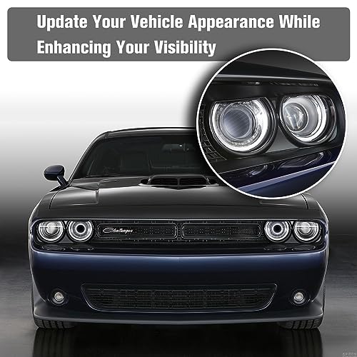 LitMiRaCle Dodge Challenger Headlights Bulbs, LED Headlamps Air Inserts Assembly Compatible with 2015-2020 Dodge Challenger, Plug and Play, Super Bright Red and White Lights(White, 2PCS) - Image 2