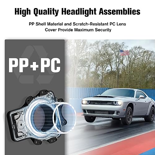 LitMiRaCle Dodge Challenger Headlights Bulbs, LED Headlamps Air Inserts Assembly Compatible with 2015-2020 Dodge Challenger, Plug and Play, Super Bright Red and White Lights(White, 2PCS) - Image 3