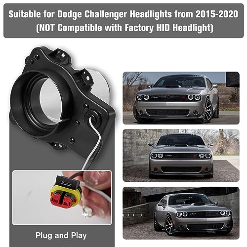 LitMiRaCle Dodge Challenger Headlights Bulbs, LED Headlamps Air Inserts Assembly Compatible with 2015-2020 Dodge Challenger, Plug and Play, Super Bright Red and White Lights(White, 2PCS) - Image 5