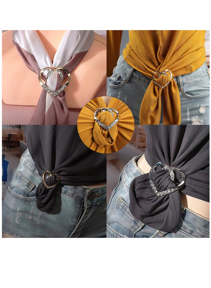 Excefore 4 Pcs Dual-Use Heart-Shaped Silk Scarf Ring, T-Shirt Clips For Women Fashion Metal Ring Dress Clips Back Cinch Waist Buckle Clothing Ring Wrap Holder - Image 3