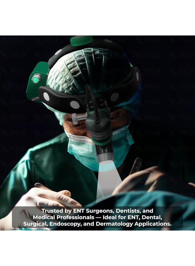 OTICA 10W ENT Surgical LED Headlight for Doctors & Surgeons | Rechargeable Medical Head Lamp with Adjustable Brightness | 50000Lux High Intensity Light for ENT, Microsurgery & Clinical Examination - Image 5