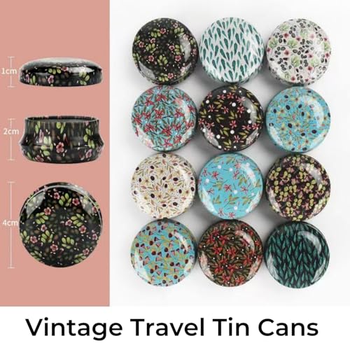 Rarapop 12 Pack Reusable Mini Round Tinplate Candle Tin Jars with Lids, 20ml Small Vintage Travel Tin Cans Refillable Empty Container Bottle for Lip Balm, Salve, Eye Shadow, Powder - Image 2