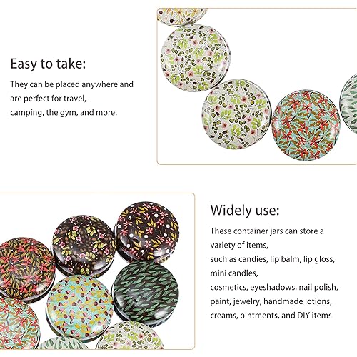 Rarapop 12 Pack Reusable Mini Round Tinplate Candle Tin Jars with Lids, 20ml Small Vintage Travel Tin Cans Refillable Empty Container Bottle for Lip Balm, Salve, Eye Shadow, Powder - Image 5