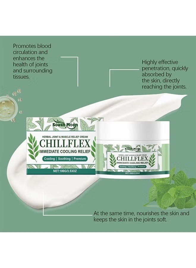 ساوث مون كريم تشيلفليكس المهدئ بالمنثول، كريم تبريد فوري، جل منثول عشبي مهدئ، كريمات سريعة المفعول لتخفيف آلام العضلات والمفاصل، وتنشيط المفاصل في جميع أنحاء الجسم 100 غرام - Image 3