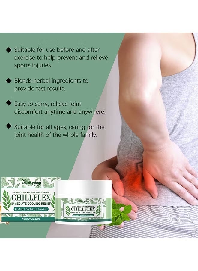 ساوث مون كريم تشيلفليكس المهدئ بالمنثول، كريم تبريد فوري، جل منثول عشبي مهدئ، كريمات سريعة المفعول لتخفيف آلام العضلات والمفاصل، وتنشيط المفاصل في جميع أنحاء الجسم 100 غرام - Image 4