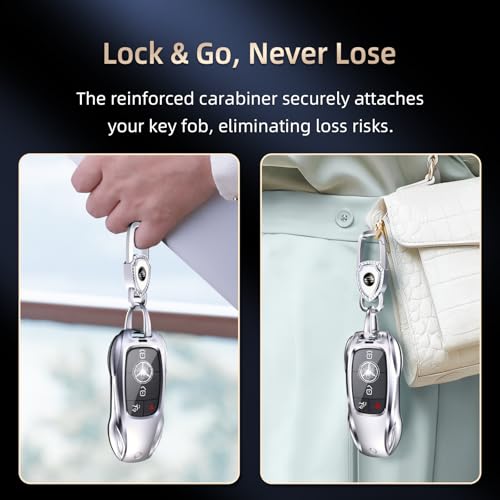 saxsion for Benz Key Fob Cover,Fit A B C E G S R Class SL SLC CLS CLA GLB GLC GLE GLS AMG CLK ML SLK Key Case Shell (Fashion Silver，for Benz-A) - Image 5