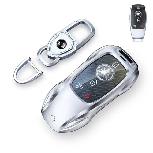 saxsion for Benz Key Fob Cover,Fit A B C E G S R Class SL SLC CLS CLA GLB GLC GLE GLS AMG CLK ML SLK Key Case Shell (Fashion Silver，for Benz-A) - Image 1