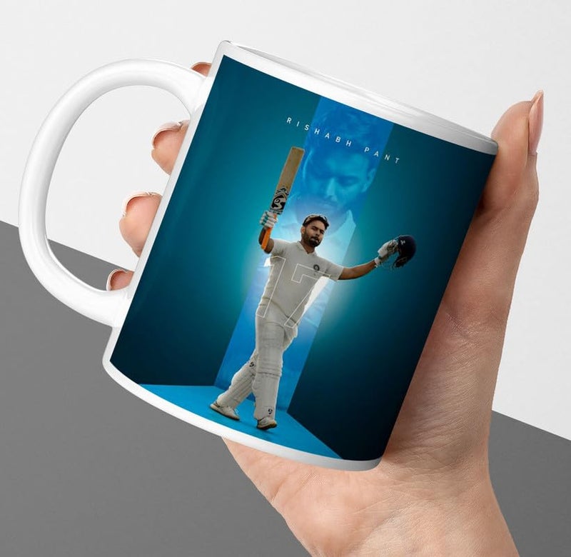 PrintingZone PrintingZone Compatible Print with Rishab Pant Mug Printed Cup Microwave Safe Ceramic Coffee Mug 350ml Pack of 1NDM144 - Image 1