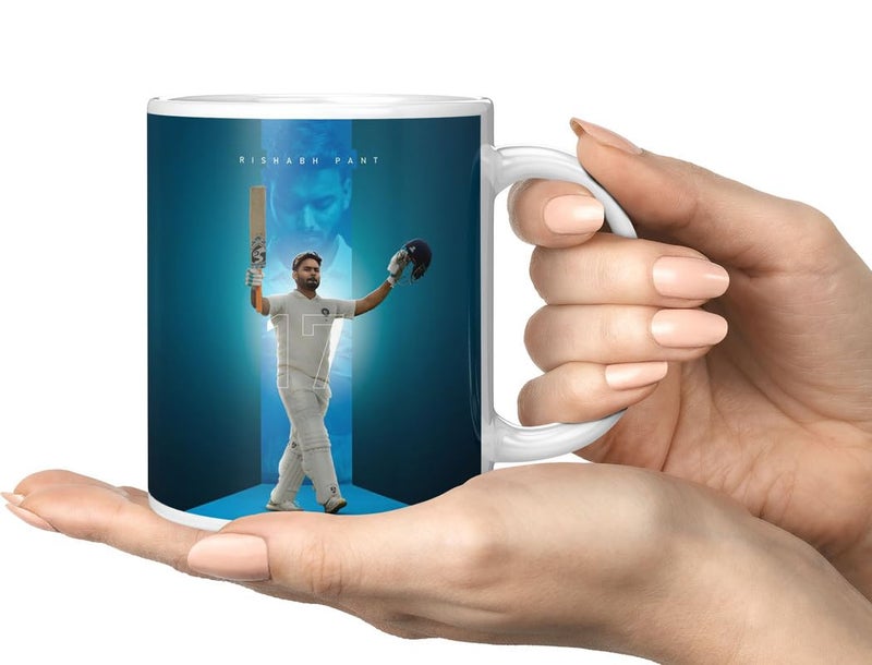 PrintingZone PrintingZone Compatible Print with Rishab Pant Mug Printed Cup Microwave Safe Ceramic Coffee Mug 350ml Pack of 1NDM144 - Image 2