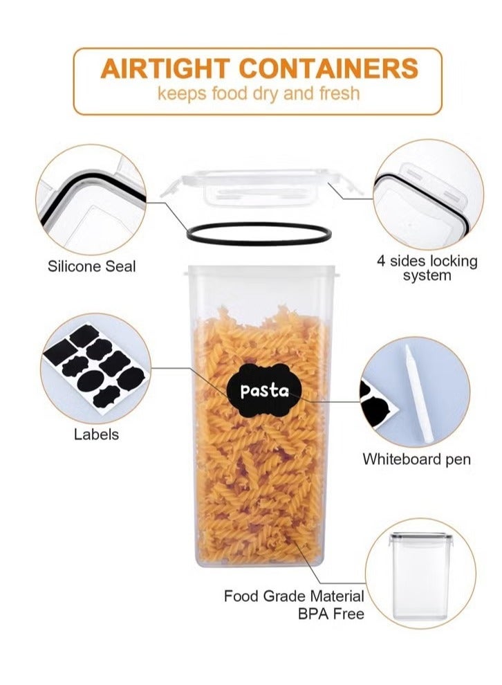 Arabest 16PCS Airtight Food Storage Containers with Lids, BPA Free,4 Sizes Cereal Containers Storage Set with Labels and Pen, Storage Jars Set for Kitchen Organization, Ideal for Spaghetti, Cereal, Flour,Included Marker Pen and Label  - Image 2