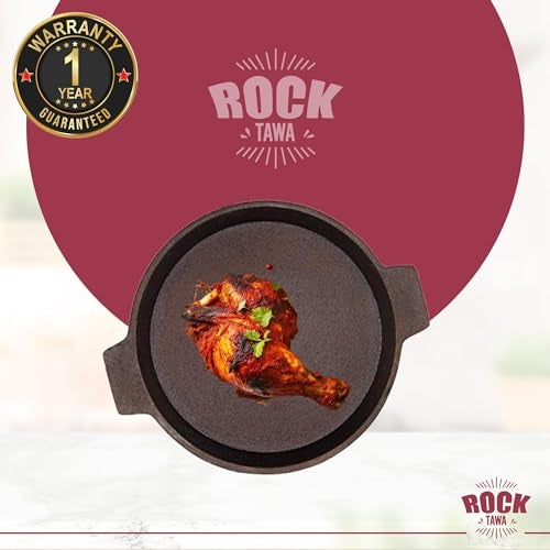 Rock Tawa Cast Iron Shallow Pan Fry/Fish Fry/Omelet Pan 8 Inch Pre-Seasoned 750ML - Image 5