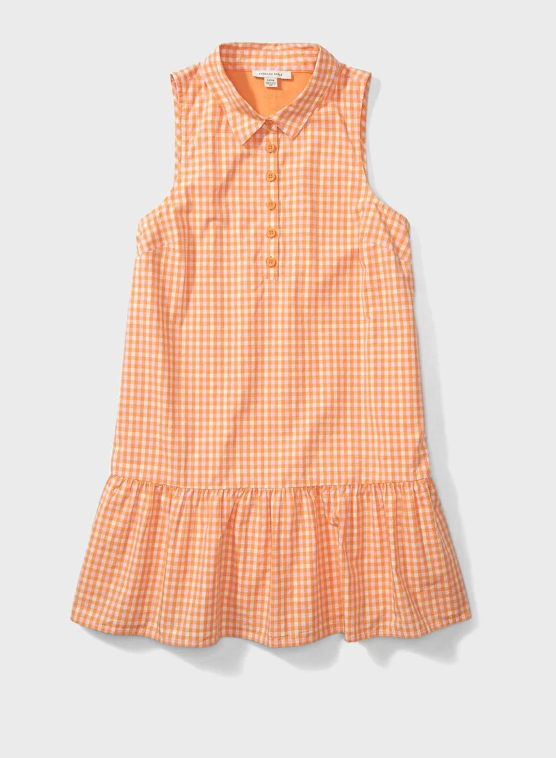 American Eagle Checked Pocket Detail Shirt Dress