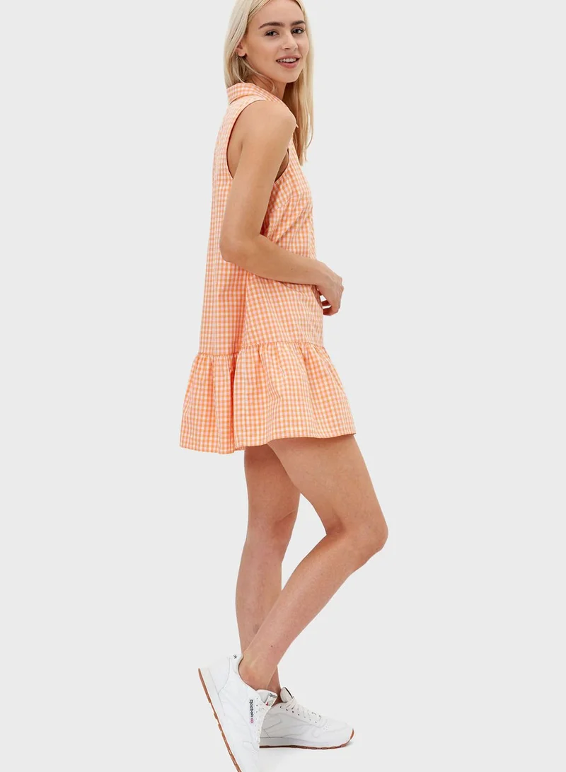 American Eagle Checked Pocket Detail Shirt Dress
