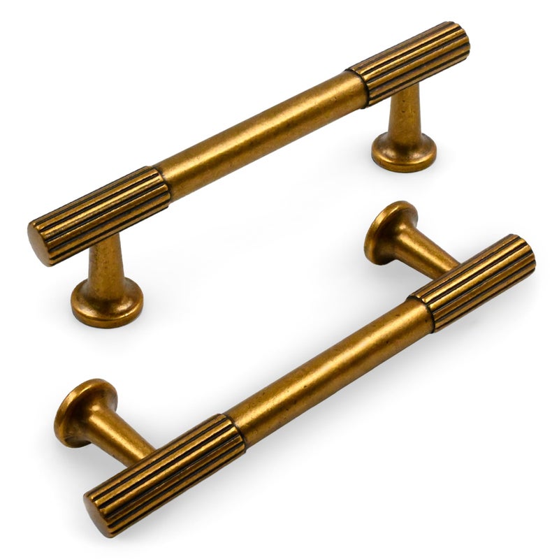 KNOKLOCK 10 Pack 375 Inch96mm Kitchen Cabinet Handles Antique Brass Cabinet Pulls Vintage Retro Kitchen Cabinet Hardware Drawer Pulls for Cupboard Wardrobe - Image 2