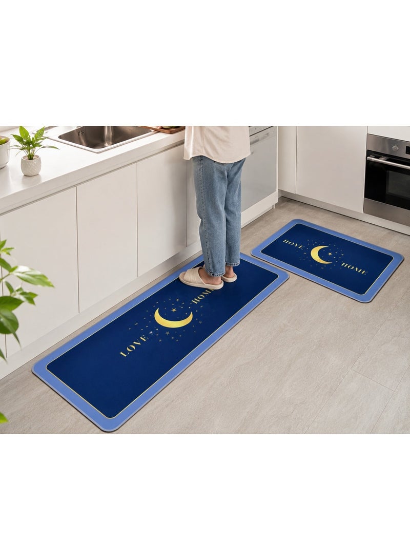 Kitchen mats, water-absorbent, quick-drying, non-slip kitchen rugs, anti-slip kitchen mat, 2 pieces - assorted shapes and colors - Image 1