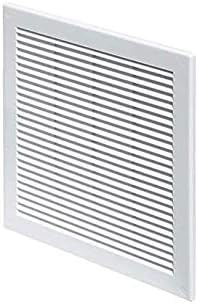 Awenta 10" x 10" Inch Square Plastic White Ventilation Grille with Mesh - Intake, Exhaust, Dryer Soffit Air Vent cap - HVAC Ceiling Register vent cover - Crawl Space Exhaust Wall Vent Hose - Image 1