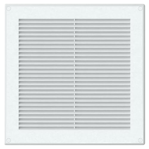 Awenta 10" x 10" Inch Square Plastic White Ventilation Grille with Mesh - Intake, Exhaust, Dryer Soffit Air Vent cap - HVAC Ceiling Register vent cover - Crawl Space Exhaust Wall Vent Hose - Image 3