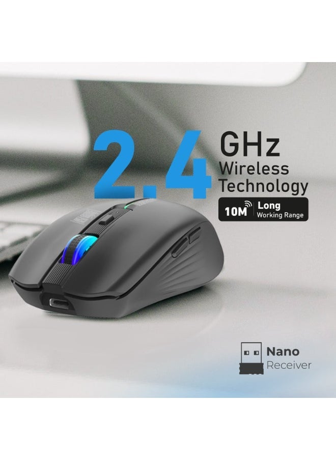 Promats Promate Kitt 2.4GHz Wireless Ergonomic Optical Mouse with LED Rainbow Lights  - Image 3