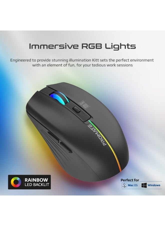 Promats Promate Kitt 2.4GHz Wireless Ergonomic Optical Mouse with LED Rainbow Lights  - Image 5