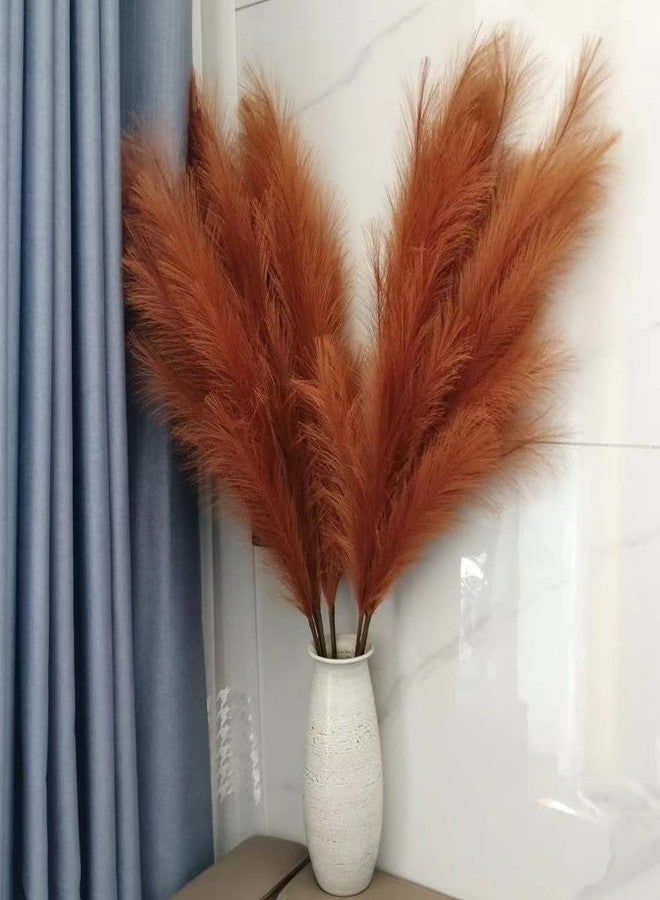 penepico Premium Faux Pampas Grass Decor Tall & Fluffy, No Assembly Needed Long Pampas, Luxury Large Floral, Elegant Feather Flowers for Wedding Decorations (Faux Burnt Orange, 8pcs 43.3"(110cm)) - Image 1